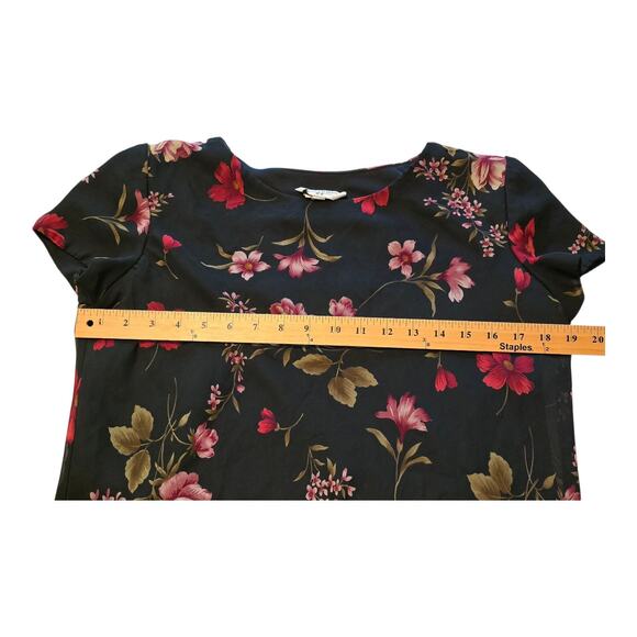 Miss Dorby Vintage Chiffon Dark Floral Top Size 16 Black Whimsigoth Romantic - Picture 6 of 8